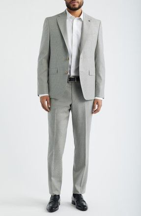 Jack Victor Esprit Contemporary Fit Light Grey Micro Houndstooth Super 130s Wool Suit at Nordstrom, Size 40 Regular