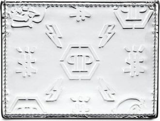 Philipp Plein monogram-debossed leather cardholder - men - Calf Leather/Viscose - One Size - Silver