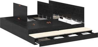 vidaXL Storage Bed Frame with Drawer Black oak 236.5 x 180 x 31.5 cm Vidaxl