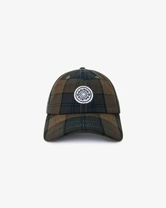 Malbon Golf Mens Waxed Cotton Strapback Cap In Brown Multi