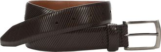 Johnston & Murphy Diagonal Embossed Leather Belt in Dark Brown at Nordstrom, Size 32