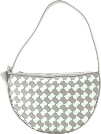 Bottega Veneta Grey Bicolor Wavy Pavimento Leather Sunrise Shoulder Bag Mini (Authentic Pre-Loved)