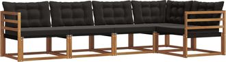 vidaXL Conjunto De Sof&aacute;s De Exterior 5 Uds. Natural Y Negro Vidaxl