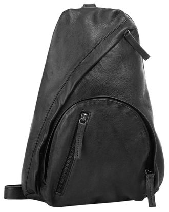 Wouwou Umh&auml;ngetasche WOUWOU, Damen, Gr. B/H/T: 36cm x 25cm x 8cm onesize, schwarz, Leder, vintage, Taschen Umh&auml;ngetasche, echt Leder