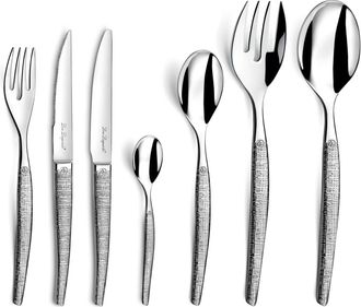 Lou Laguiole Juego de cubiertos de 62 piezas para mesa y carne Acero Inoxydable Ac