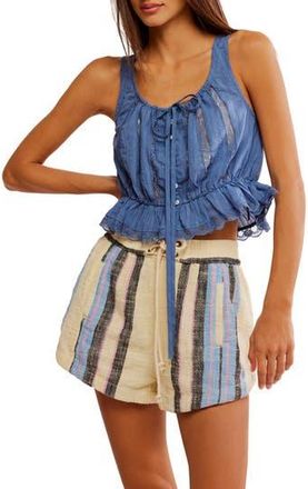 Free People Alana Lace Trim Peplum Top in Blue Topaz at Nordstrom Rack, Size X-Large