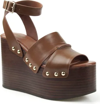 Candie's Savoyy Faux Leather Wedge Sandal in Brown at Nordstrom, Size 11