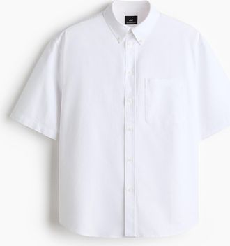 H&M Oxfordhemd mit Kurzarm in Relaxed Fit - Weiss
