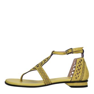 Fabi Asiago Platte Teenslipper - Dames - Sandalen - Geel - 36 EU - Leer - Schoenen
