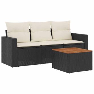 vidaXL Vidaxl - Set Divani Da Giardino 4 Pz Con Cuscini Nero In Polyrattan