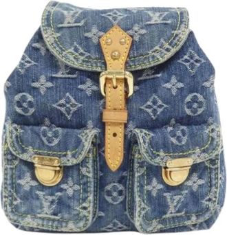 Louis Vuitton Pre-owned Vintage Denim Rugzak - Dames - Vintage Rugzakken - Blauw - ONE Size - Denim - Vintage