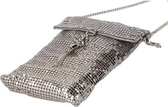 Jimmy Choo London Metallic-Effect Mesh Soft Phone Holder 10x17 cms