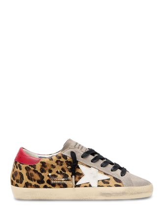 Golden Goose Beige Suede and Leopard Print Low-Top Sneakers