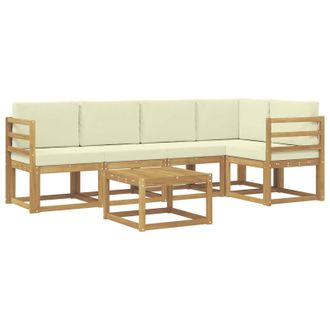 vidaXL Conjunto De Sof&aacute;s De Exterior Con Coj&iacute;n 6 Pcs Blanco Y Crema Vidaxl