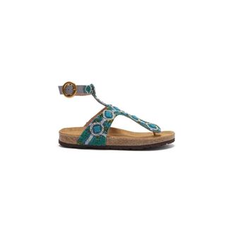 Maliparmi Flat Sandals, female, Green, Size: 11 US Diamond Beads Infrabijoux Sandals