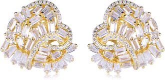 Suzy Levian Sterling Silver White Cubic Zirconia Large Heart Cluster Earrings