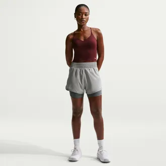 Nike Womens One Dri-FIT High-Waisted 3 2-in-1 Shorts in Grey | DX6016-085