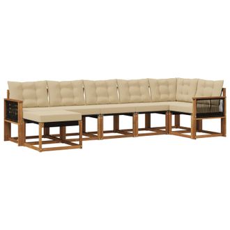 vidaXL Conjunto De Sof&aacute;s De Exterior Con Coj&iacute;n 7 Pcs Natural Y Beige Vidaxl