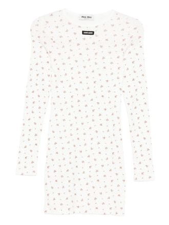 Miu Miu floral-print mini dress - White
