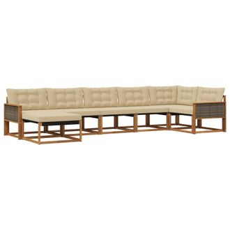 vidaXL Conjunto De Sof&aacute;s De Exterior Con Coj&iacute;n 7 Pcs Natural Y Beige Vidaxl
