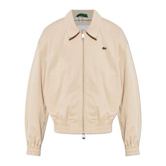 Lacoste Light Jackets, female, Beige, Size: M Double Collar Stretch Jacket