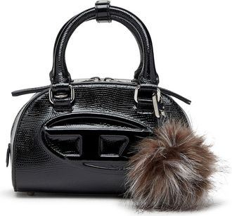 Diesel 1dr Dome Leather Shoulder Bag With Croco Effect