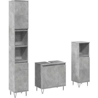 vidaXL Vidaxl - Set Muebles De Ba&ntilde;o 2 Piezas Madera Contrachapada Gris Hormig&oacute;n