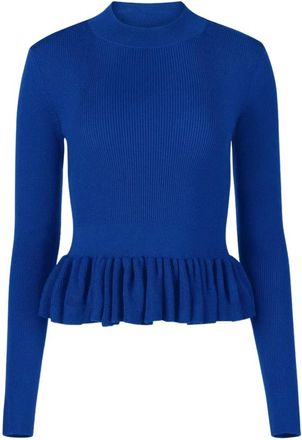 Nina Ricci Truien & Vesten, Dames, Blauw, L, Wol, Trui met Ruche Peplum