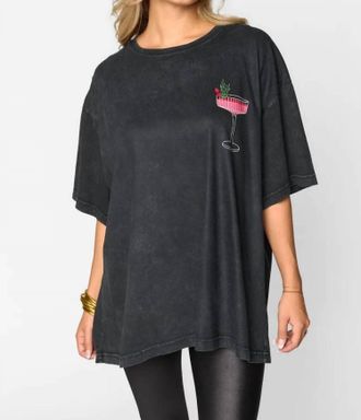BuddyLove Travis Mistletoe Martini Oversized Graphic Tee In Black