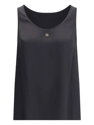 Dolce & Gabbana logo-plaque silk top - Black