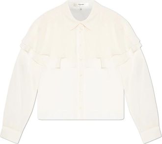 Frame Denim Zijden Cape Blouse - Dames - Overhemden - Beige - L - Overhemden