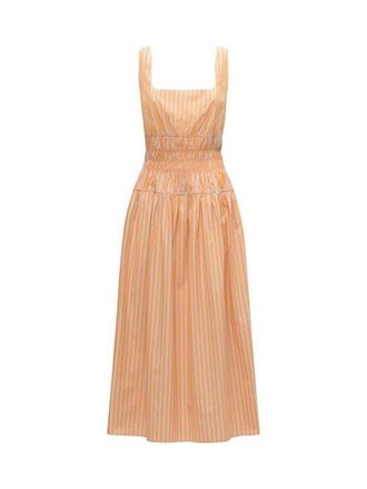 C&acirc;llas Milano Belinda Gathered waist dress in Orange /White at Nordstrom, Size 4