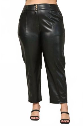 Fate Faux Leather Banding Pants - Plus In Black