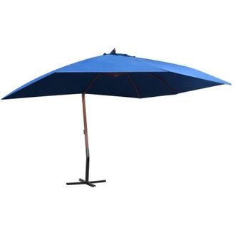 vidaXL Vidaxl - Sombrilla De Jard&iacute;n Colgante Con Palo De Madera Azul 4x3 M