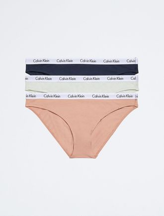 Calvin Klein Womens Carousel Logo Cotton 3-Pack Bikini - Multi - XL
