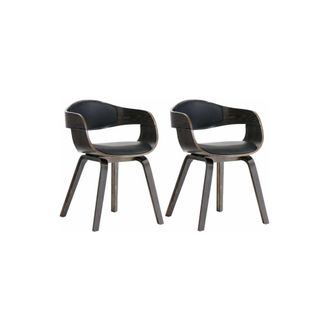 Clp Set de 2 sillas con asiento en Simil cuero Negro/gris