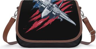 Generic Fighter Jet US Flag Plane Crossbody Bags for Women Shoulder Messenger Bag Purse Handbags