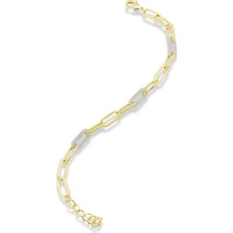 Savvy Cie Jewels 18K Gold Textured Paper Clip Link Bracelet in Yellow at Nordstrom Rack