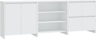 vidaXL Aparador De 3 Piezas Madera Contrachapada Blanco Vidaxl