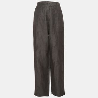 Armani Black Cotton Wide Leg Pants