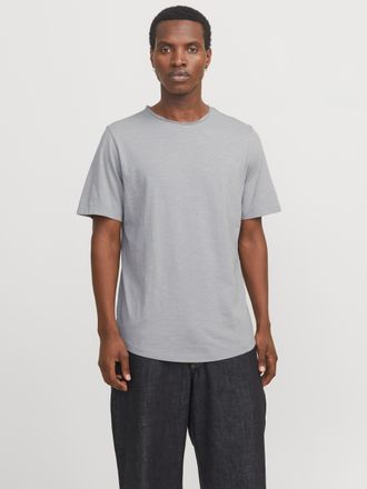 Jack & Jones Rundhalsshirt JACK & JONES JJEBASHER TEE O-NECK SS NOOS, Herren, Gr. XS, grau (ultimate grau), Jersey, Obermaterial: 100% Baumwolle, unifarben, regula
