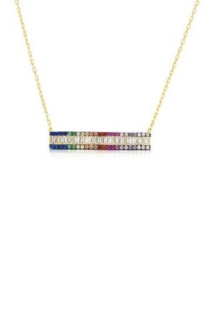 Sphera Milano Gold Vermeil CZ Rainbow Bar Necklace at Nordstrom Rack