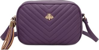 Generic Womens Chevron Quilted Crossbody Bag, Bee Embellishment Messenger Bag (Purple)