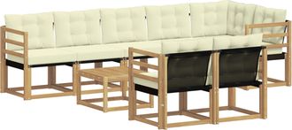 vidaXL Conjunto De Sof&aacute;s De Exterior 9 Uds. Blanco Y Crema Vidaxl