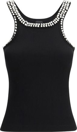 Pinko Black Ribbed Sleeveless Top With Scoop