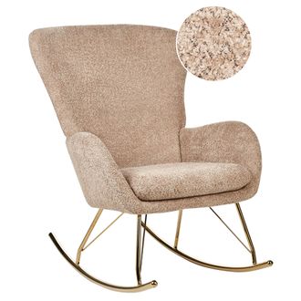 Beliani Beliani - Silla Mecedora De Bucl&eacute; Beige Dorado Poli&eacute;ster Patas De Metal Anaset