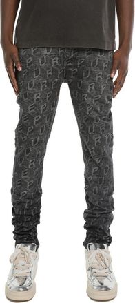 Purple Monogram Print Skinny Jeans in Black at Nordstrom, Size 29