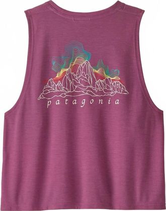 Patagonia Womens Capilene Cool Trail Cropped Tank Top In Fitz Roy Nimbus: Faded Magenta