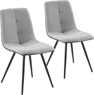 HOMN Pack 2 sillas, tela y piel sintética gris