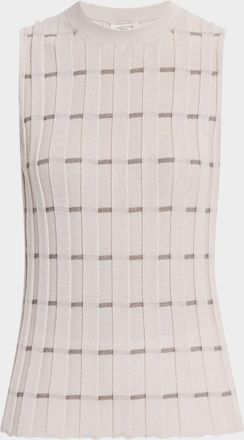 Lafayette 148 New York Wide Rib Knit Striped Shell
